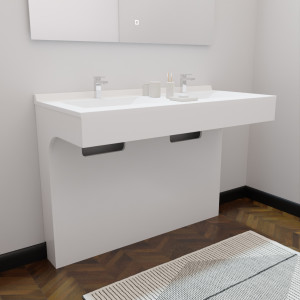 Meuble double vasque PMR EPURE 120 cm - coloris blanc brillant