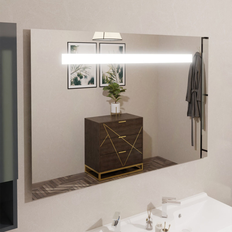 Miroir de salle de bain LED avec éclairage : 120x80 cm Miroir de maquillage  mural éclairé à intensité variable - miroir de salle de bain avec  interrupteur tactile intelligent, éclairage avant anti-buée