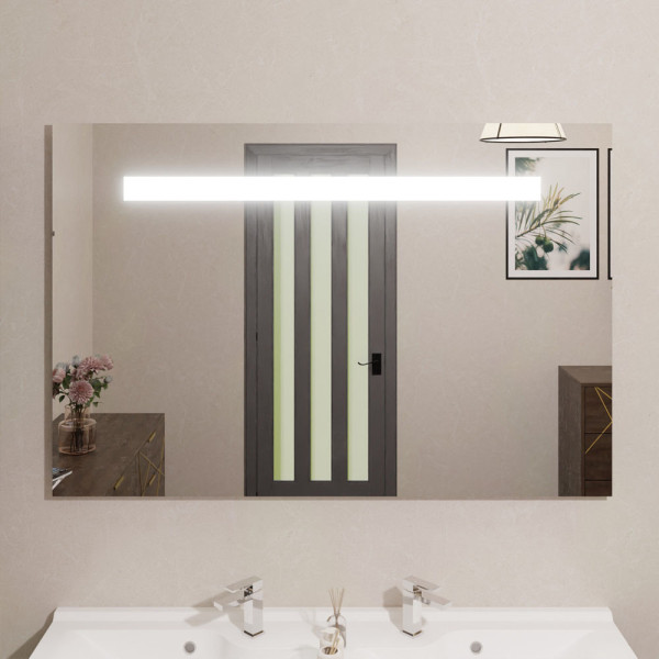 Miroir de salle de bain rectangulaire à LED 120x80 cm, bandes