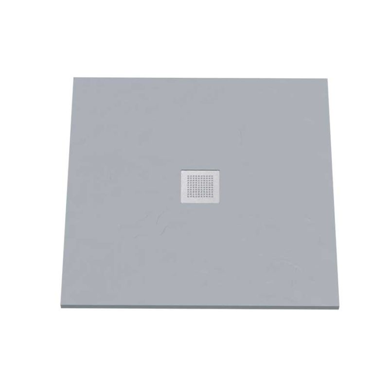 Receveur douche carré RESITEC ROCK extraplat, résine grise texturée, 80x80  - 90x90 cm