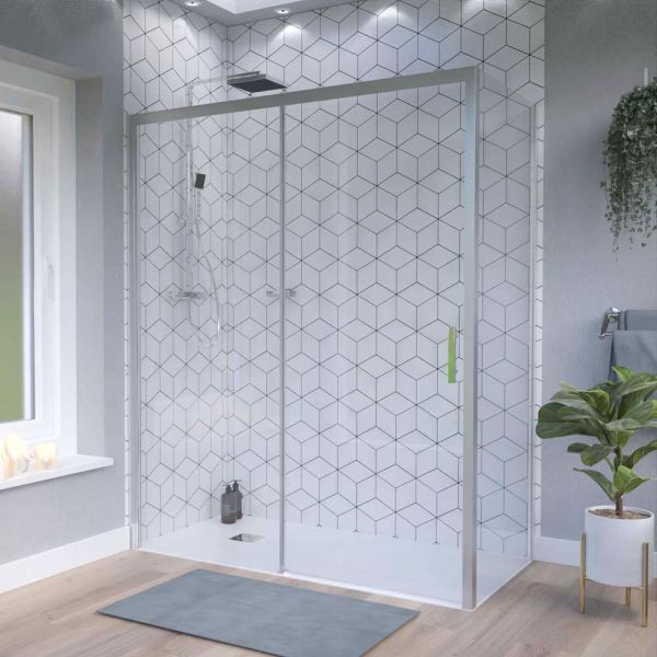 Porte de douche d'angle avec paroi coulissante NERINA ACCESS - 160x80 cm