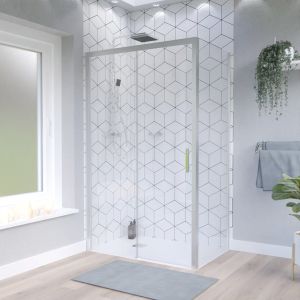 Porte de douche d'angle avec paroi coulissante NERINA Access - 120x80 cm