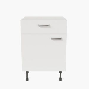 Meuble de cuisine bas - 1 porte + 1 tiroir - 60 cm - Blanc