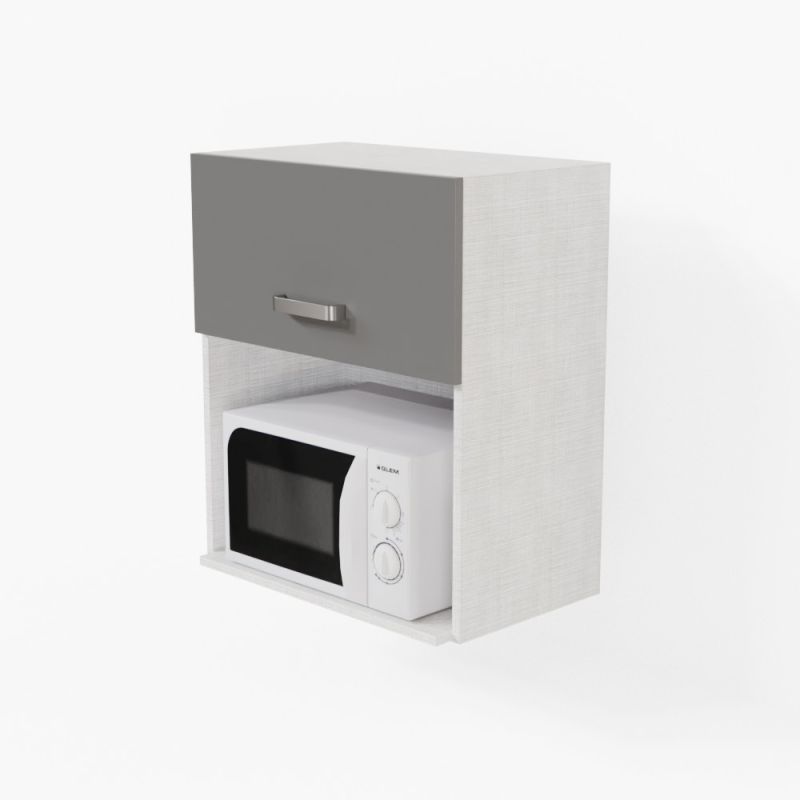 Meuble micro-ondes 60x39x85,5 cm décor blanc et gris - GEONA