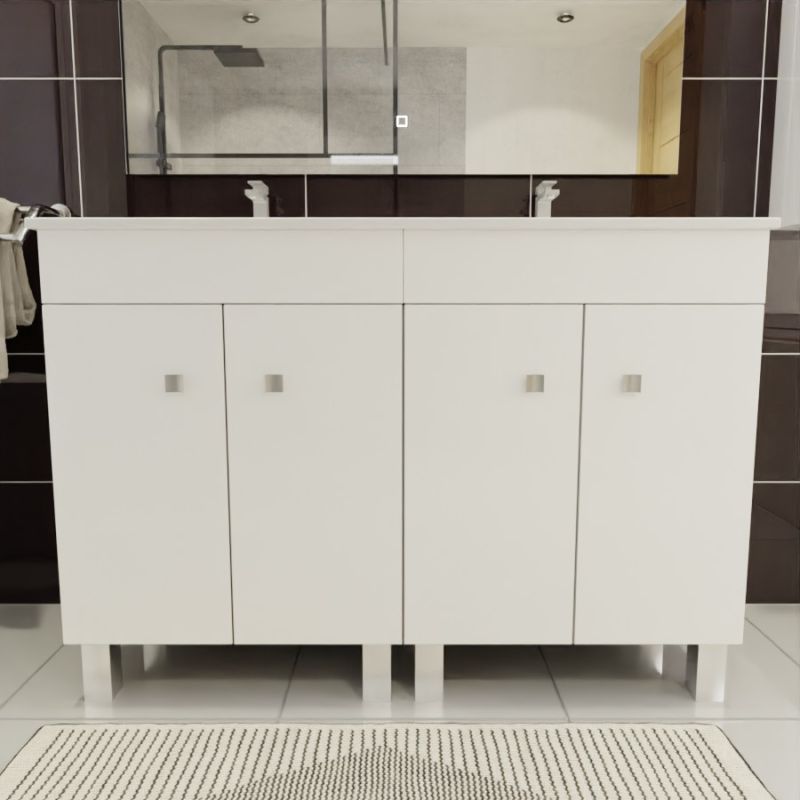 Meuble salle de bain à poser au sol - double vasque 120 cm ECOLINE