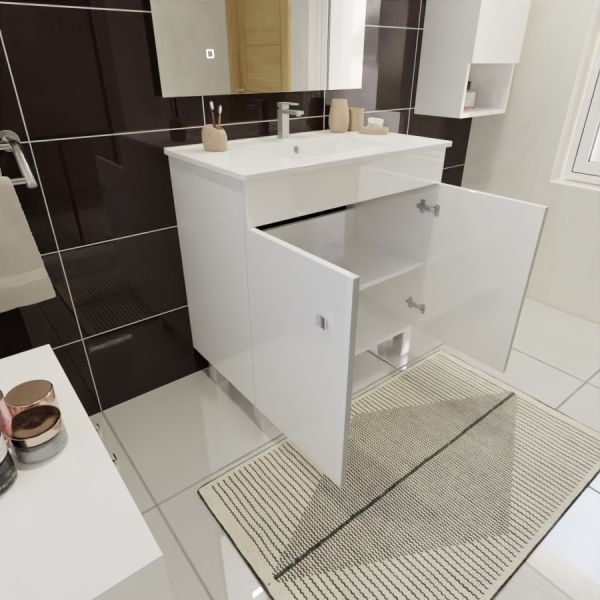 Meuble salle de bain, armoire de rangement sur pieds 45 × 30 × 83