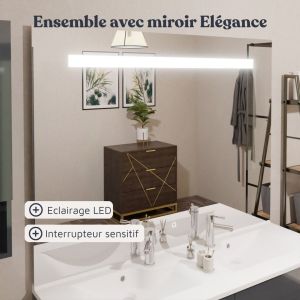 Meuble EPURE 120 cm avec plan vasque et miroir led ELEGANCE ht105 - blanc brillant