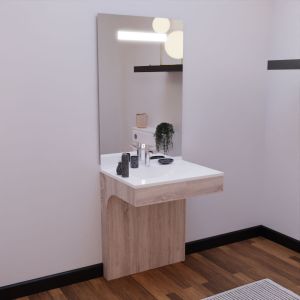 Meuble ALTEA 70 cm avec plan vasque et miroir led Elégance ht105 - Cambrian oak