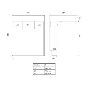 Meuble ALTEA 70 cm avec plan vasque et miroir led Elégance ht105 - Cambrian oak