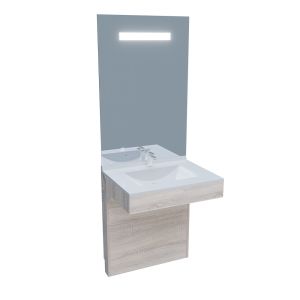 Meuble ALTEA 70 cm avec plan vasque et miroir led Elégance ht105 - Cambrian oak