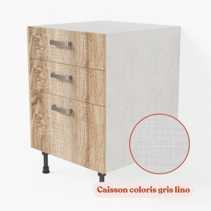 Meuble de cuisine bas - Casserolier - 60 cm - Chêne