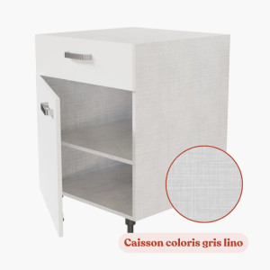 Meuble de cuisine bas - 1 porte + 1 tiroir - 60 cm - Blanc