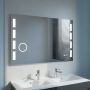 Miroir anti-buée EXCELLENCE 120x80 cm - éclairage intégré à LED, interrupteur sensitif, loupe et heure