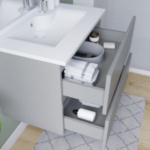 Meuble lave-linge IDEA avec plan vasque déportée + grand miroir