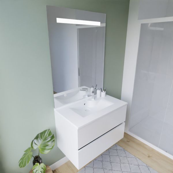 Miroir salle de bain LED 80 cm x 105 cm - interrupteur sensitif - ELEGANCE