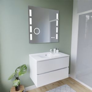 Meuble ROSINOX 80 cm avec plan vasque et miroir Excellence - Blanc mat