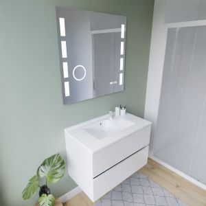 Meuble ROSINOX 80 cm avec plan vasque et miroir Excellence - Blanc mat