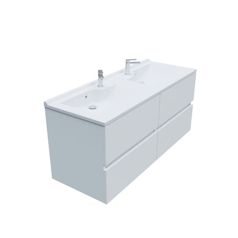 Meuble lavabo double colonne Meandy blanc avec vasque - Selsey