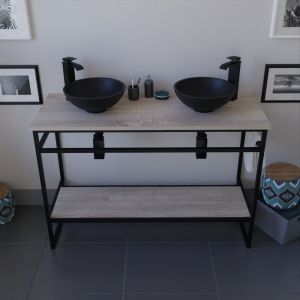 Meuble salle de bain 120 cm avec deux vasques à poser noires STRUCTURA