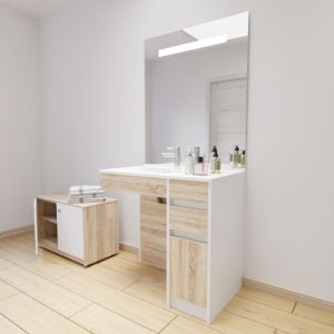 Meuble salle de bain PMR ANDY 90 cm vasque gauche et miroir ELEGANCE ht105