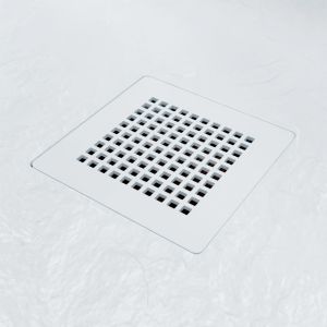 Receveur de douche 80x80 cm extra plat - DIAMANT zoom sur la grille et coloris blanc