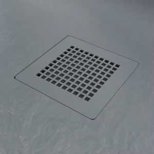 Receveur de douche 90x90 cm extra plat DIAMANT zoom sur la grille et coloris gris ciment