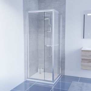 Paroi de douche d'angle 80x80 cm porte rentrante vers l'intérieur CLEVER 