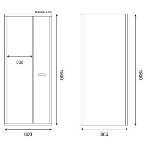 Paroi de douche d'angle 80x80 cm porte rentrante vers l'intérieur CLEVER 