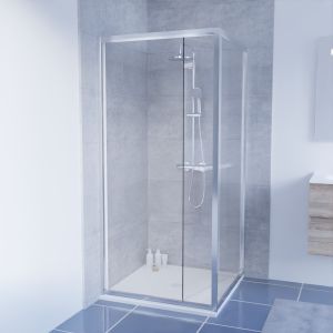 Paroi de douche d'angle 90x90 cm porte rentrante vers l'intérieur CLEVER 