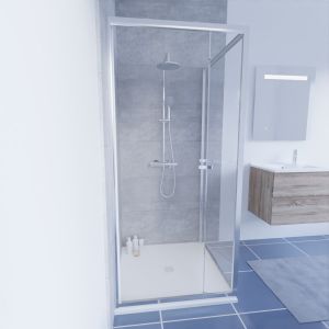 Paroi de douche d'angle 90x90 cm porte rentrante vers l'intérieur CLEVER 