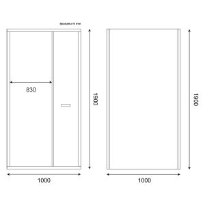 Paroi de douche d'angle 100x100 cm porte rentrante vers l'intérieur CLEVER 