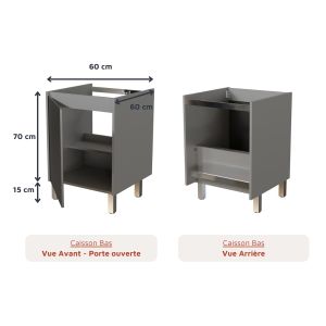 Cuisine extérieur en inox haut de gamme 180 cm avec évier, plan de travail, bar et emplacement pour frigo KX13