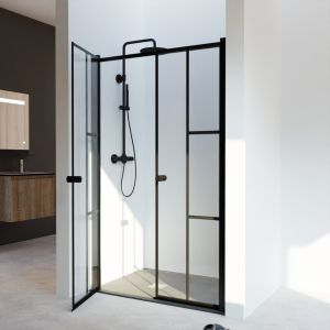 Paroi de douche 2 portes pivotantes style verrière ATELIA120 cm