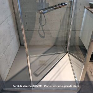 Paroi de douche d'angle 90x90 cm porte rentrante vers l'intérieur CLEVER 