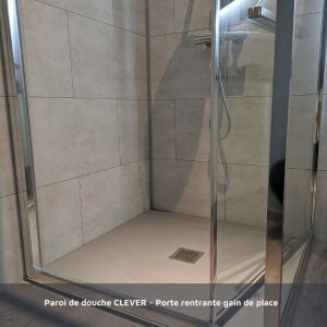 Paroi de douche d'angle 100x100 cm porte rentrante vers l'intérieur CLEVER 