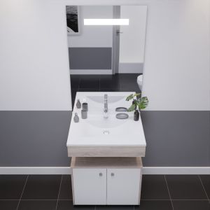 Meuble vasque ALTEA 70 cm, miroir led Elégance ht105 et Mobiroul 90 cm - Cambrian oak