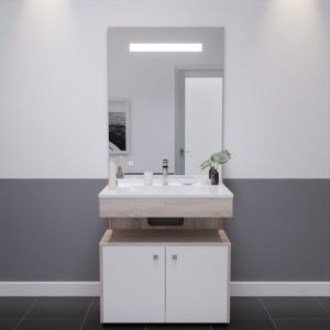 Meuble vasque ALTEA 80 cm, miroir led Elégance ht105 et Mobiroul 80 cm - Cambrian oak