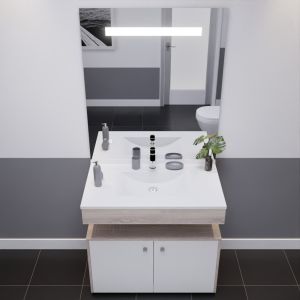 Meuble vasque ALTEA 90 cm, miroir led Elégance ht105 et Mobiroul 90 cm - Cambrian oak