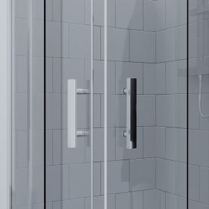 Paroi de douche coulissante 100x100 d'angle NERINA Chromé