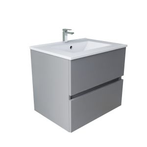 Meuble salle de bain suspendu tout inox 60 cm ROSINOX - Gris céramique