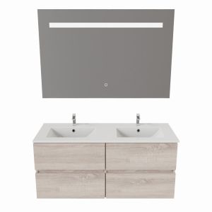 Meuble double vasque 120 cm ROSALY avec miroir Elégance ht80