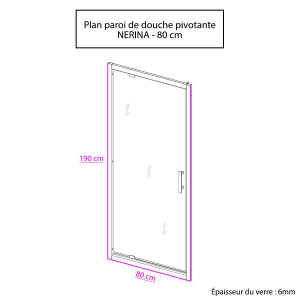 Porte de douche pivotante NERINA 80 cm - 6mm