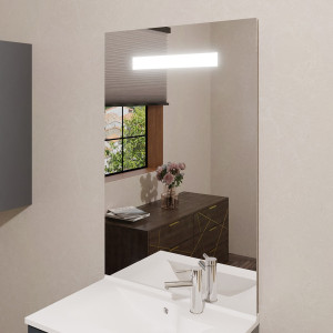 Miroir lumineux ELEGANCE 70x105 cm - éclairage LED intégré en haut du miroir