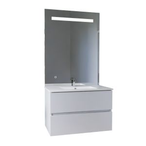 Meuble vasque tout inox ROSINOX 80 cm + miroir Elégance ht105