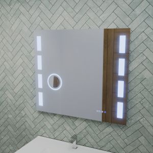 Miroir LED avec antibuée, loupe et horloge EXCELL PLUS - 80 x 70 cm