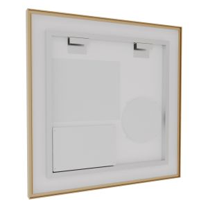 Miroir LED cadre doré CARA 70 cm x 70 cm - antibuée, horloge et loupe 