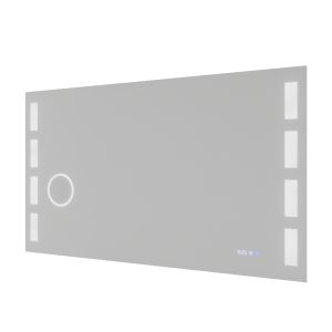 Miroir LED avec antibuée, loupe et horloge EXCELL PLUS - 120 x 70 cm