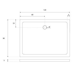 Receveur de douche en acrylique blanc effet ardoise - Dimensions 120 cm x 90 cm x 5 cm - CRYSTA