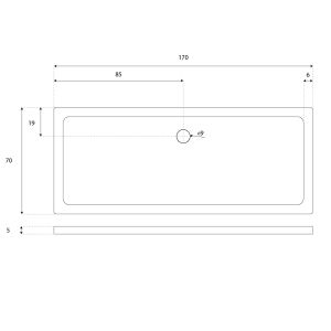 Receveur de douche en acrylique blanc effet ardoise - Dimensions 170 cm x 70 cm x 5 cm - CRYSTA