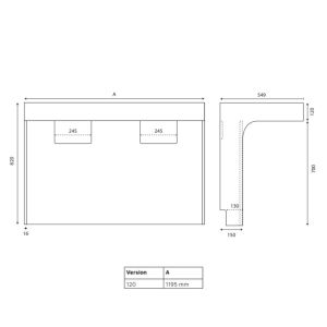 Meuble double vasque PMR EPURE 120 cm - Blanc brillant